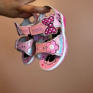 Disney Minnie Mouse Pink and Silver Kids Sandals